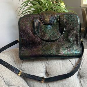 Henri Bendel iridescent oil slick snake print  bag